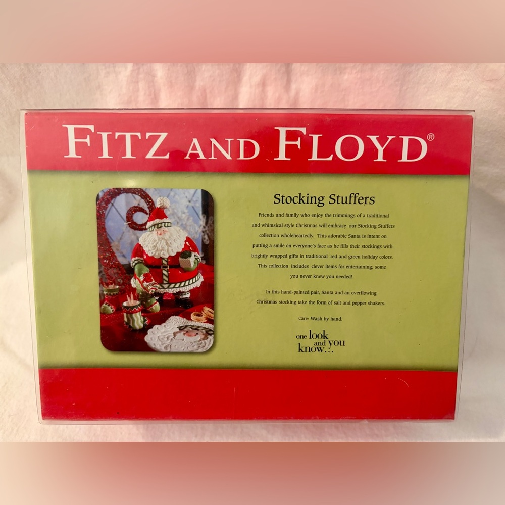 Fitz and Floyd Christmas Salt and Pepper Shakers Stocking Stuffers Santa 4" - Picture 2 of 6